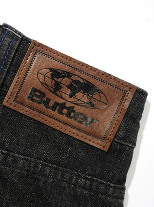 BUTTER GOODS Serif Baggy Shorts - Streaky Faded Black