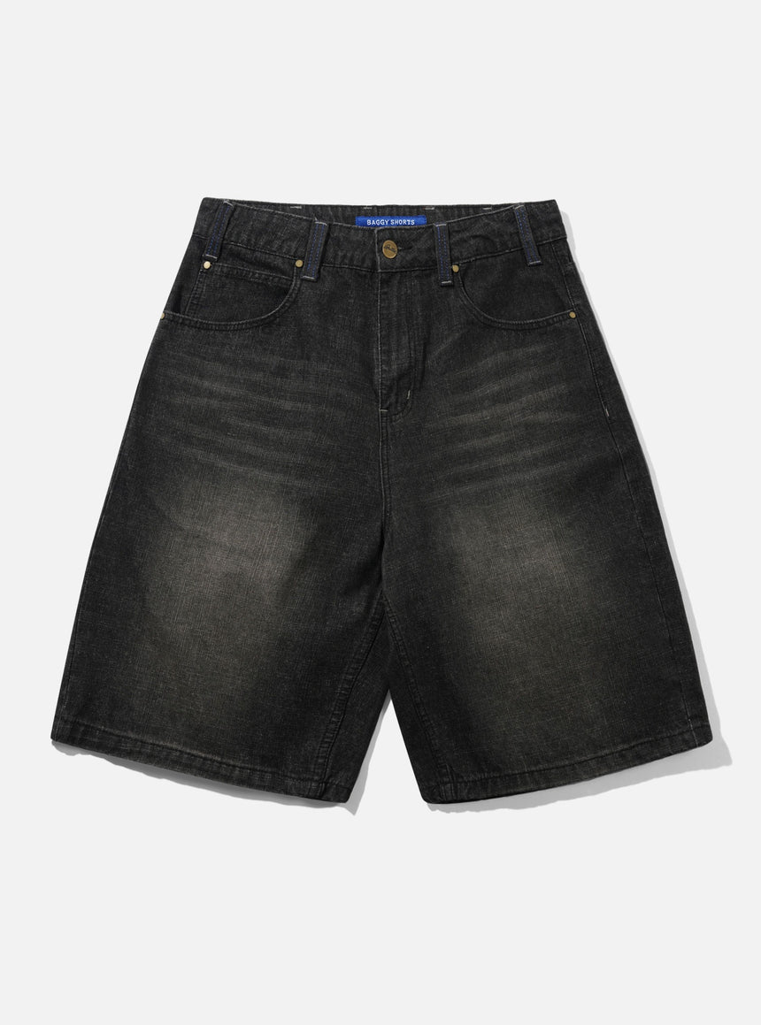 BUTTER GOODS Serif Baggy Shorts - Streaky Faded Black
