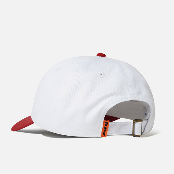 BUTTER GOODS Snail 6 Panel Cap - White/Cardinal