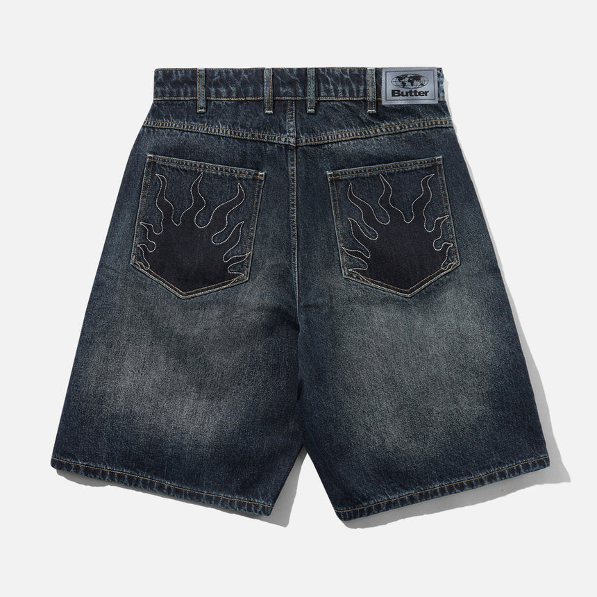 BUTTER GOODS Solar Fade Denim Shorts - Blue Tint Ripple