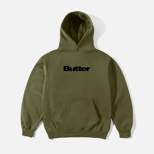 BUTTER GOODS Stencil Logo Pullover Hood - Army