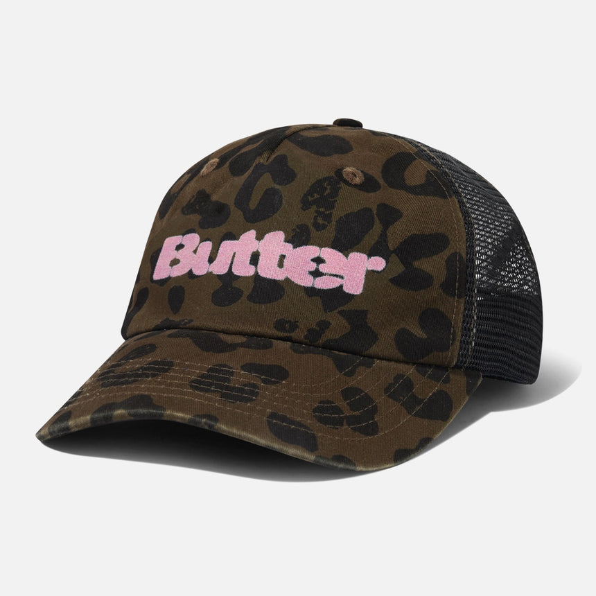 BUTTER GOODS Stencil Trucker Cap - Leopard