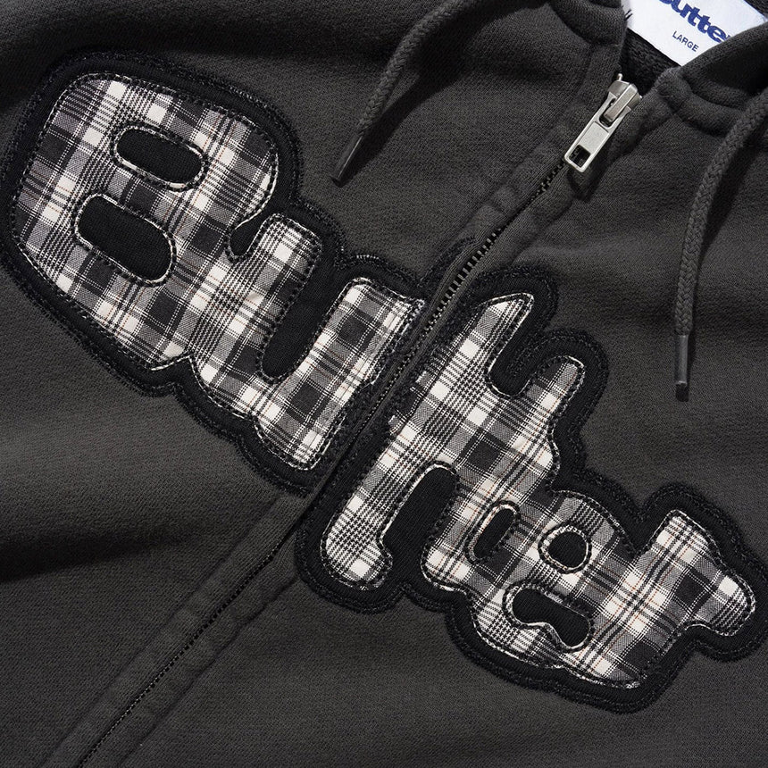 BUTTER GOODS Stretch Zip Thru Hood - Washed Black