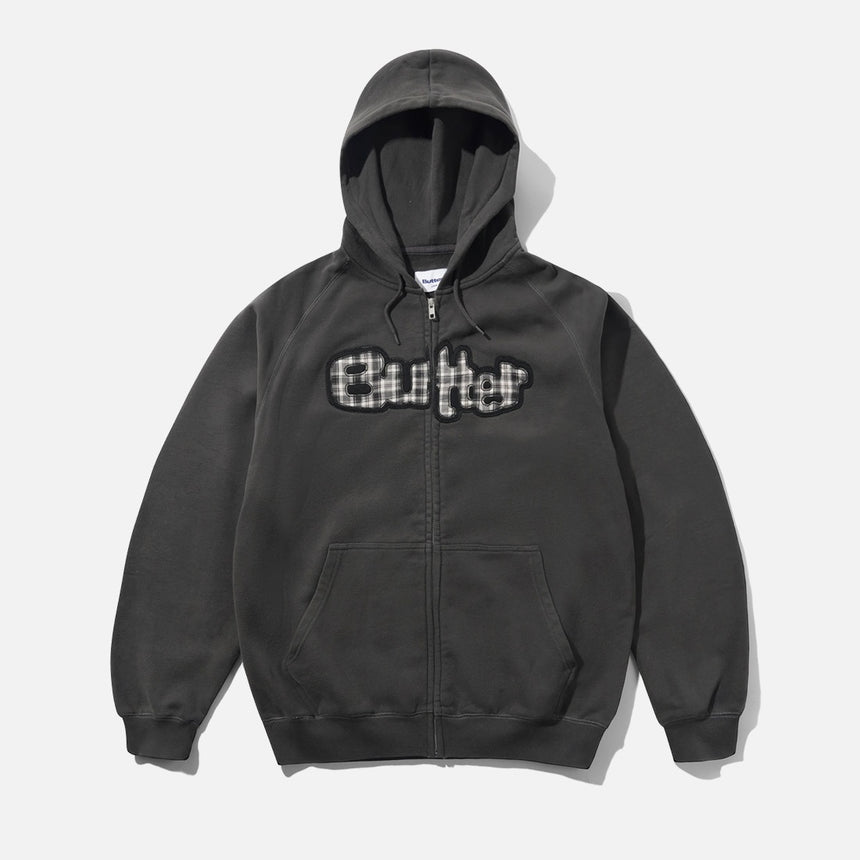 BUTTER GOODS Stretch Zip Thru Hood - Washed Black