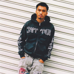 BUTTER GOODS Thirteen Zip-Thru Hood - Washed Navy