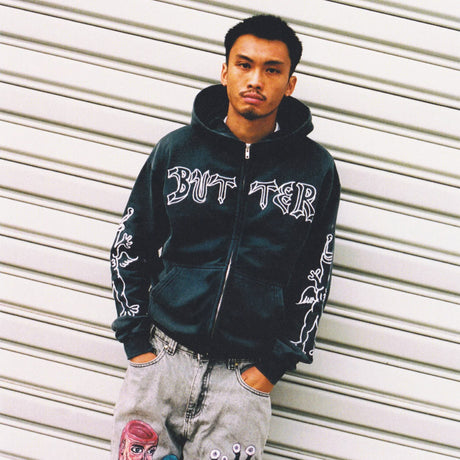 BUTTER GOODS Thirteen Zip-Thru Hood - Washed Navy