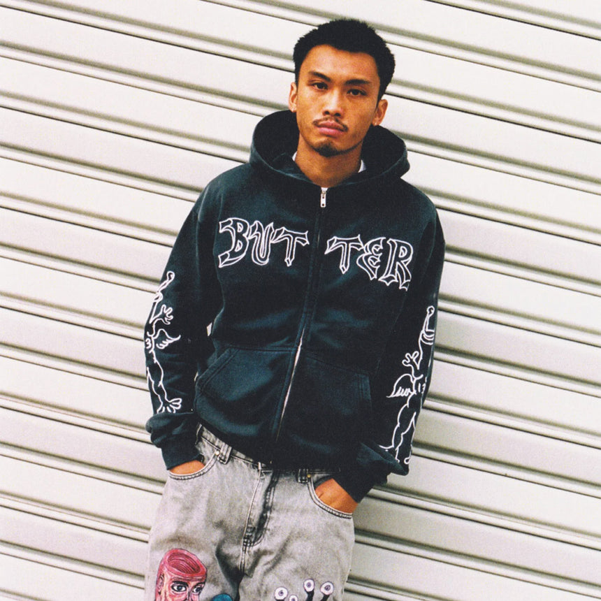 BUTTER GOODS Thirteen Zip-Thru Hood - Washed Navy