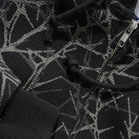 BUTTER GOODS Thorn Camo Waffle Zip Thru Hood - Black