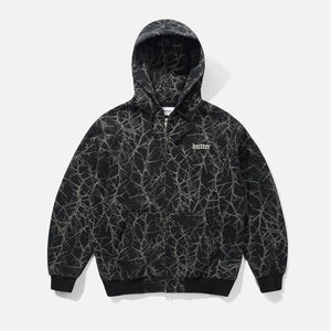BUTTER GOODS Thorn Camo Waffle Zip Thru Hood - Black
