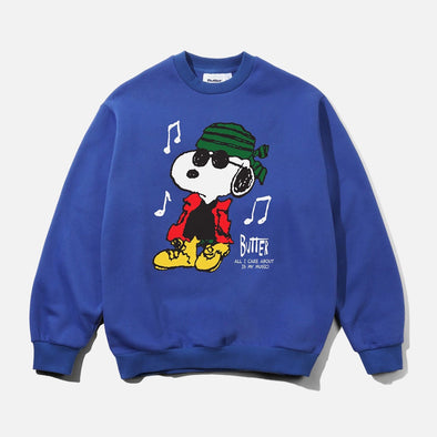 BUTTER GOODS X PEANUTS Music Crewneck - Royal
