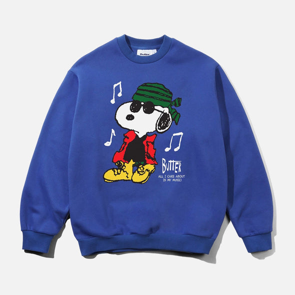 BUTTER GOODS X PEANUTS Music Crewneck - Royal