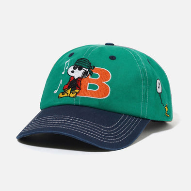BUTTER GOODS X PEANUTS Music Snapback Cap - Washed Kelly Green/Navy