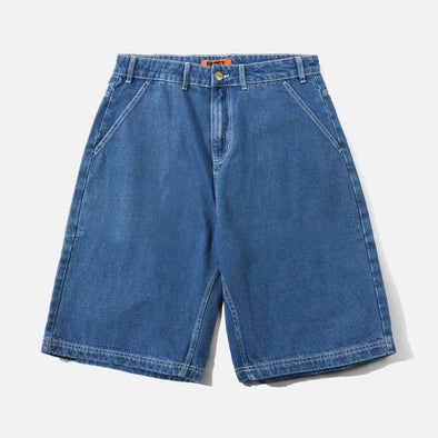 BUTTER Scribble Denim Shorts - Mid Blue