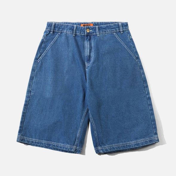 BUTTER Scribble Denim Shorts - Mid Blue