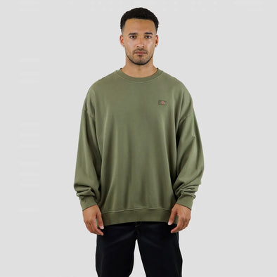 DICKIES Classic Label Heavyweight Oversized Box Fit Crew - Washed Dark Khaki