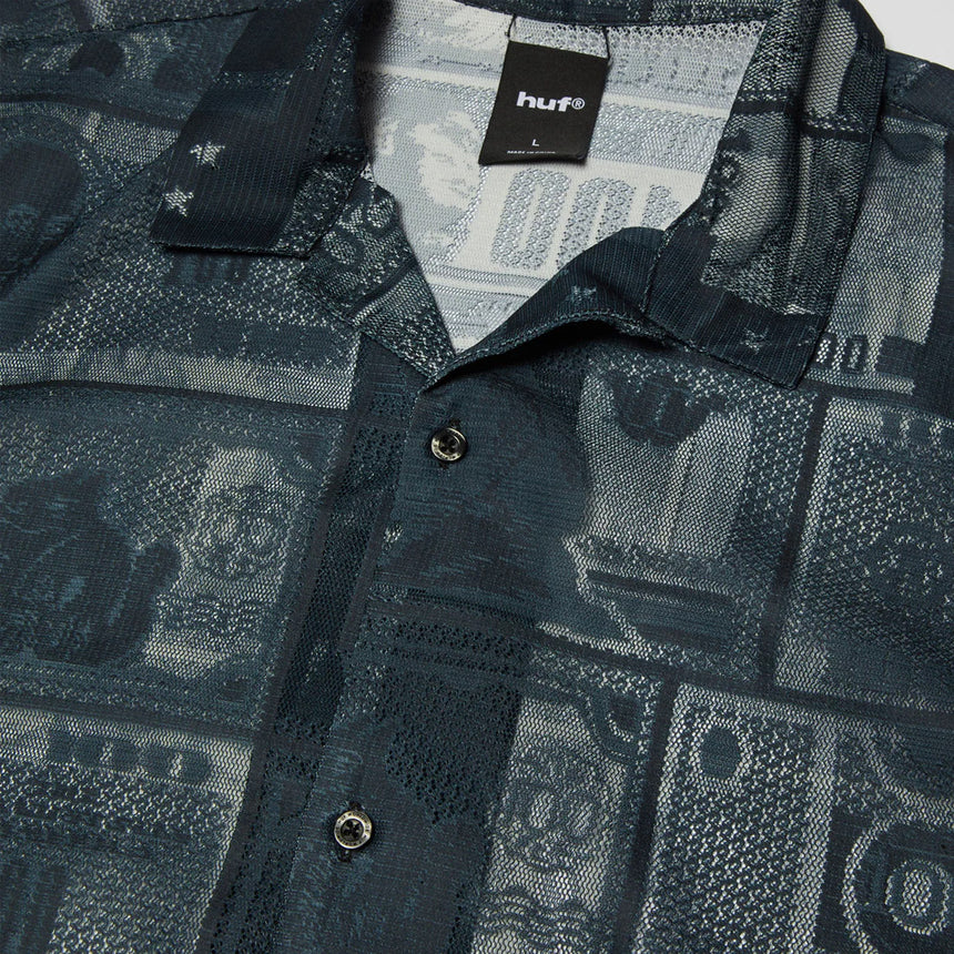 HUF Global Currency Short Sleeve Lace Shirt - Black