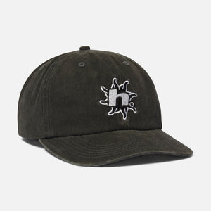 HUF Sol Denim 6 Panel Curved Visor Washed Hat - Washed Black
