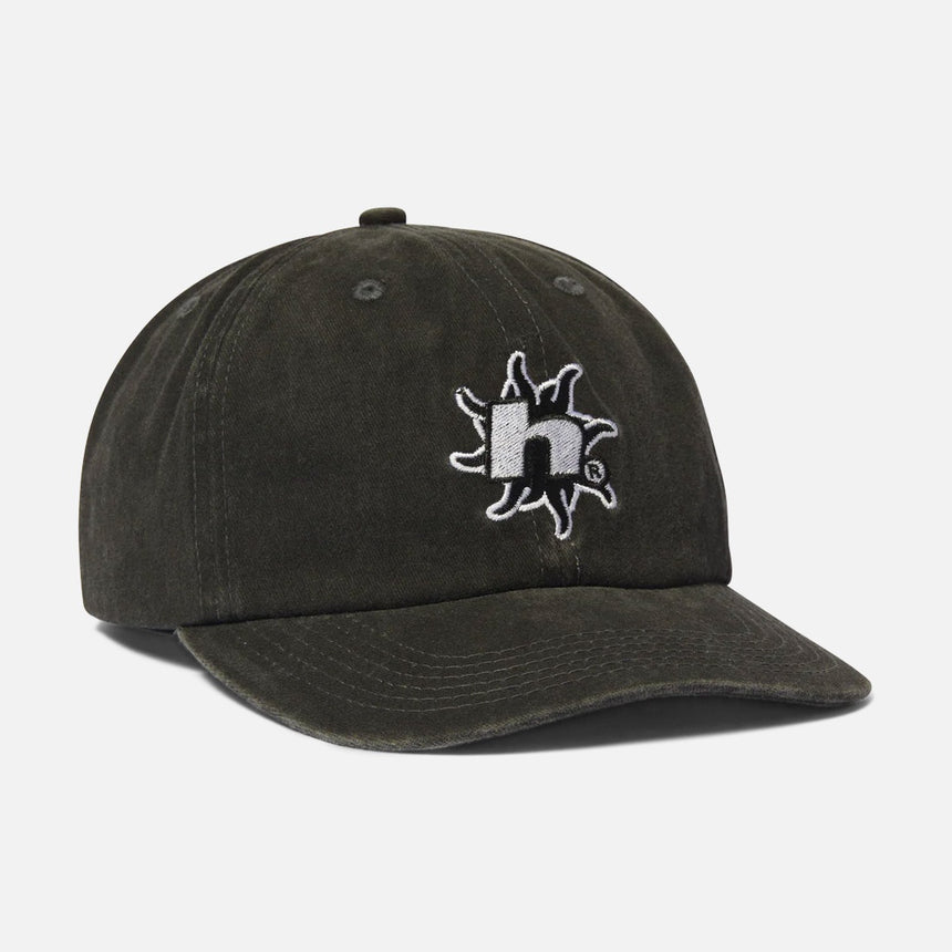HUF Sol Denim 6 Panel Curved Visor Washed Hat - Washed Black