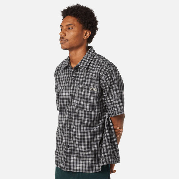 HUF Stretch Micro Plaid Shirt - Black