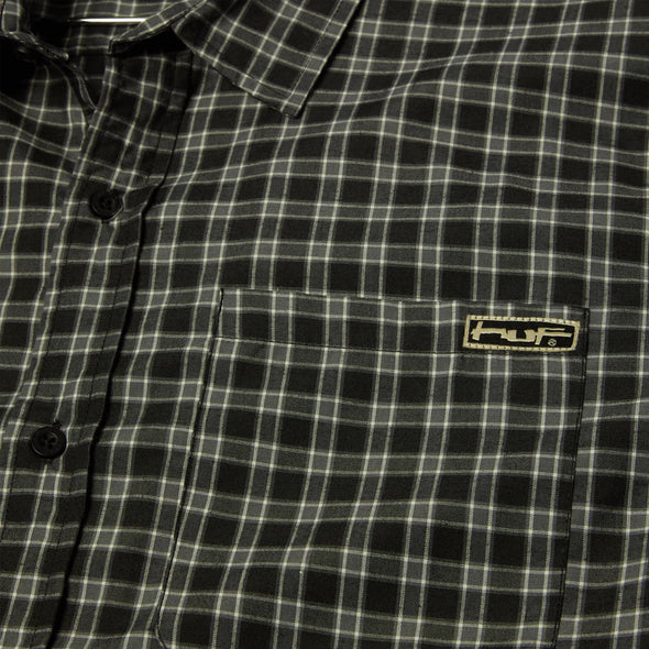HUF Stretch Micro Plaid Shirt - Black