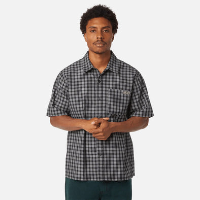 HUF Stretch Micro Plaid Shirt - Black
