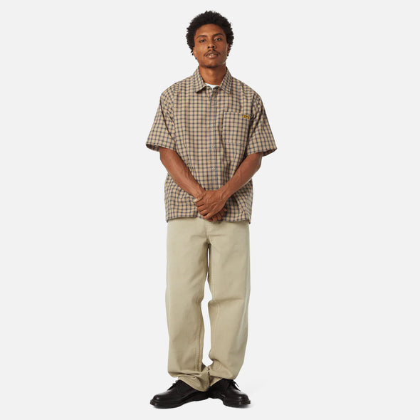 HUF Stretch Micro Plaid Shirt - Clay