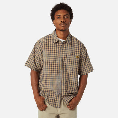 HUF Stretch Micro Plaid Shirt - Clay