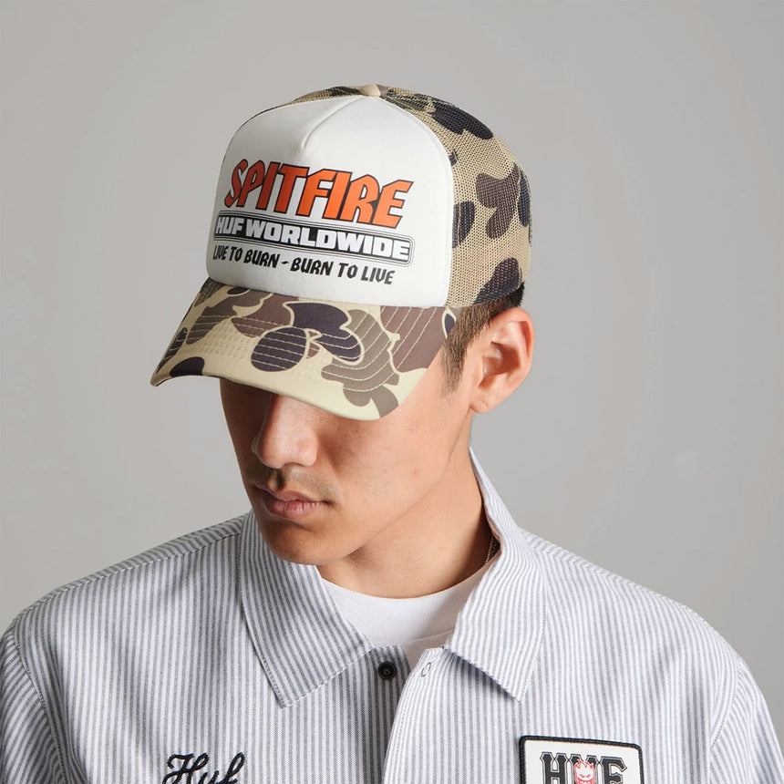 HUF X Spitfire Burn Forever Trucker Cap - Camo