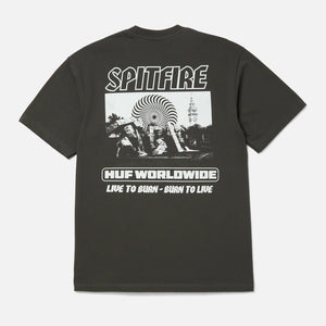 HUF X Spitfire Burn Heavyweight Tee - Washed Black