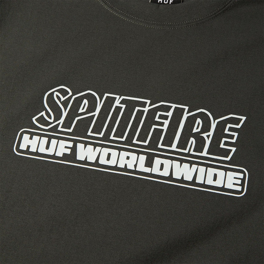 HUF X Spitfire Burn Heavyweight Tee - Washed Black