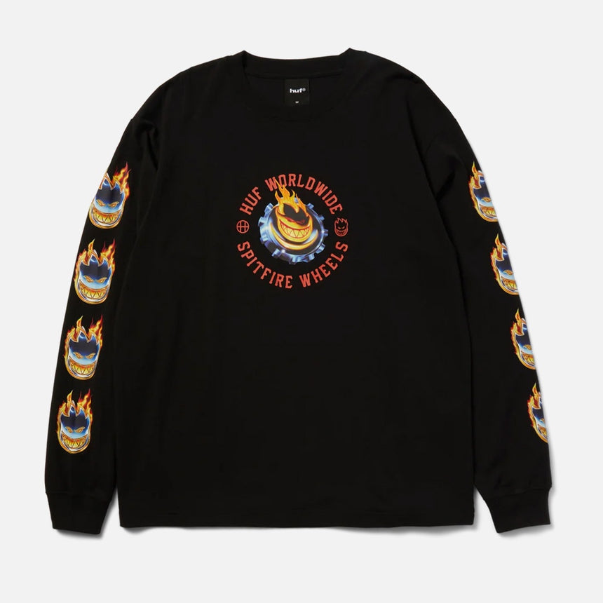 HUF X Spitfire Chrome Head Long Sleeve Tee - Black