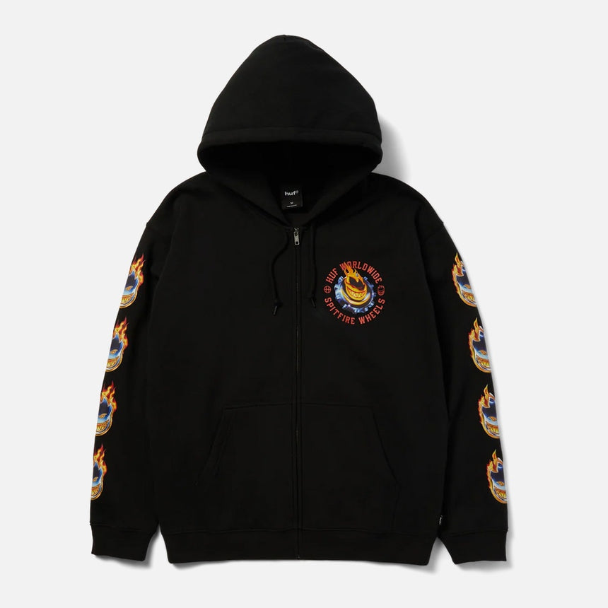 HUF X Spitfire Chrome Head Full Zip Hoodie - Black