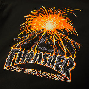 HUF X Thrasher Meltdown Heavyweight Hoodie - Washed Black