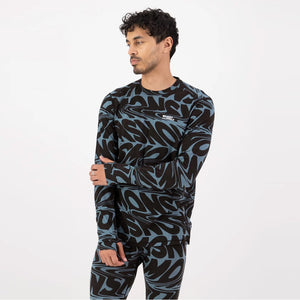MONS ROYALE Cascade Merino Long Sleeve - Signal Lost Goblin Blue