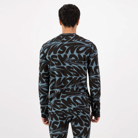 MONS ROYALE Cascade Merino Long Sleeve - Signal Lost Goblin Blue