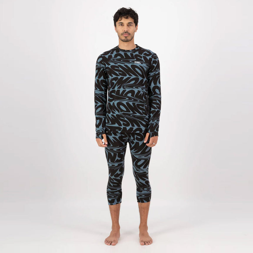 MONS ROYALE Cascade Merino Long Sleeve - Signal Lost Goblin Blue