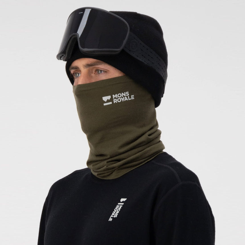 MONS ROYALE Daily Dose Merino Neckwarmer - Dark Olive