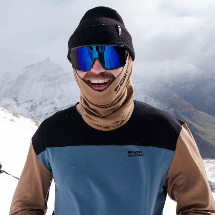 MONS ROYALE Double Up Merino Neckwarmer - Toffee