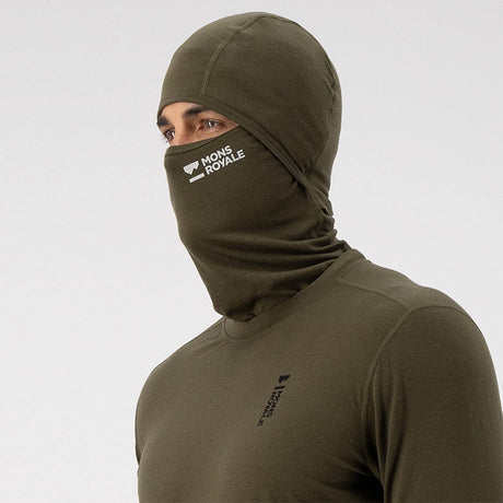 MONS ROYALE Santa Rosa Merino Balaclava - Dark Olive