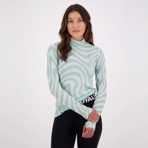 MONS ROYALE Women's Cascade 200 Flex Mock Neck Long Sleeve - Blazing Mint