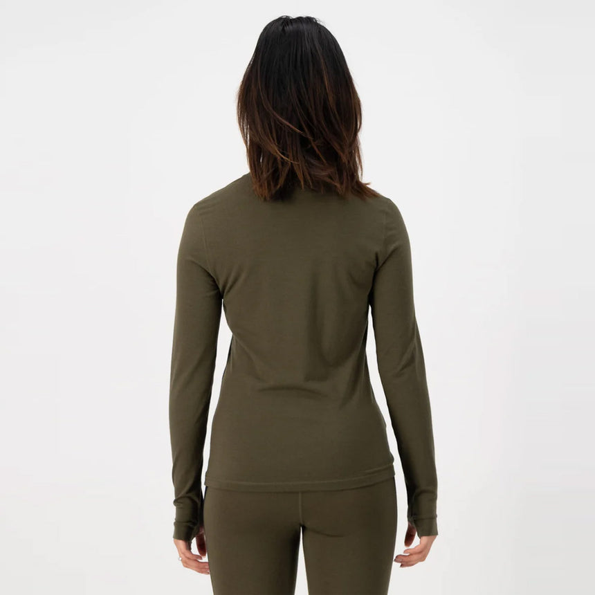 MONS ROYALE Women's Cascade Merino Long Sleeve - Dark Olive