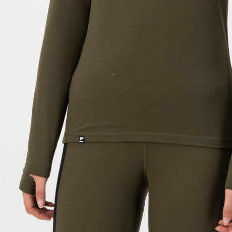MONS ROYALE Women's Cascade Merino Long Sleeve - Dark Olive