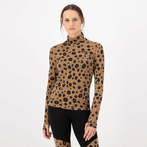 MONS ROYALE Women's Cascade Merino Mock Neck Long Sleeve - Aoraki Lily Toffee