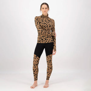 MONS ROYALE Women's Cascade Merino Mock Neck Long Sleeve - Aoraki Lily Toffee