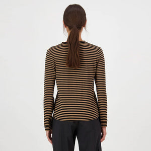 MONS ROYALE Women's Icon Merino Long Sleeve - MR Stripe Toffee
