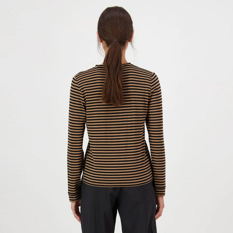 MONS ROYALE Women's Icon Merino Long Sleeve - MR Stripe Toffee