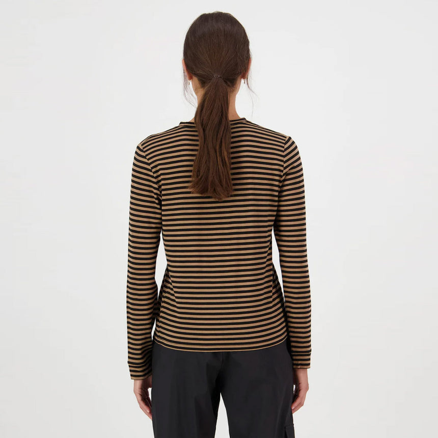MONS ROYALE Women's Icon Merino Long Sleeve - MR Stripe Toffee