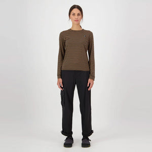 MONS ROYALE Women's Icon Merino Long Sleeve - MR Stripe Toffee