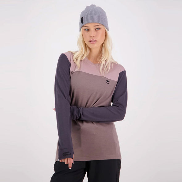 MONS ROYALE Women's Yotei Boyfriend Long Sleeve - Mauve Dust