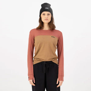 MONS ROYALE Women's Yotei Merino Long Sleeve - Canyon Rose/Toffee